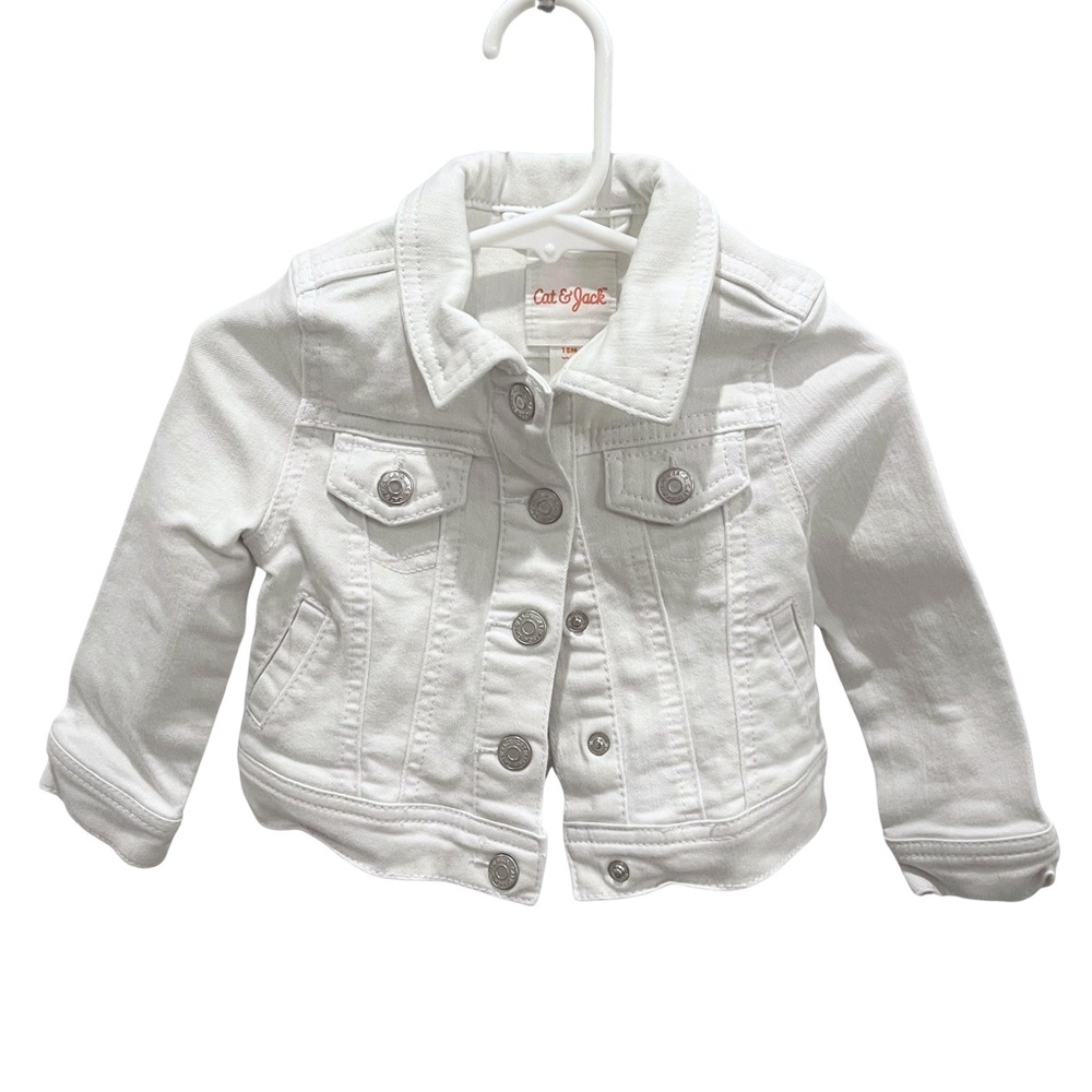 Cat & Jack Baby Kids Size 18 Months White Denim Jacket Girls